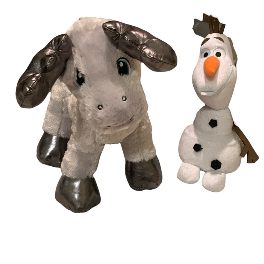 Last chance !! 2 stuffed Build a Bear reindeer & TY Beenie babies Olaf Snowman